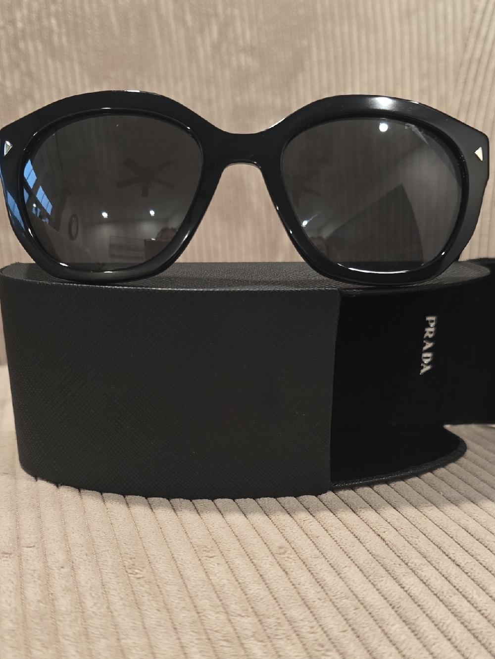 Prada Black Women's Oversized Round Sunglasses